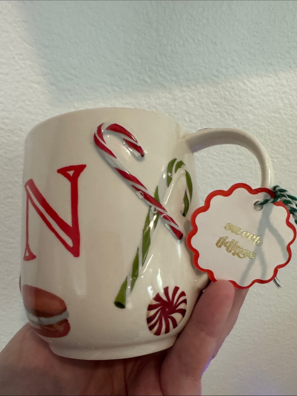 Holifaye stoneware ceramic mug * Christmas monogram N letter N - Picture 4 of 9